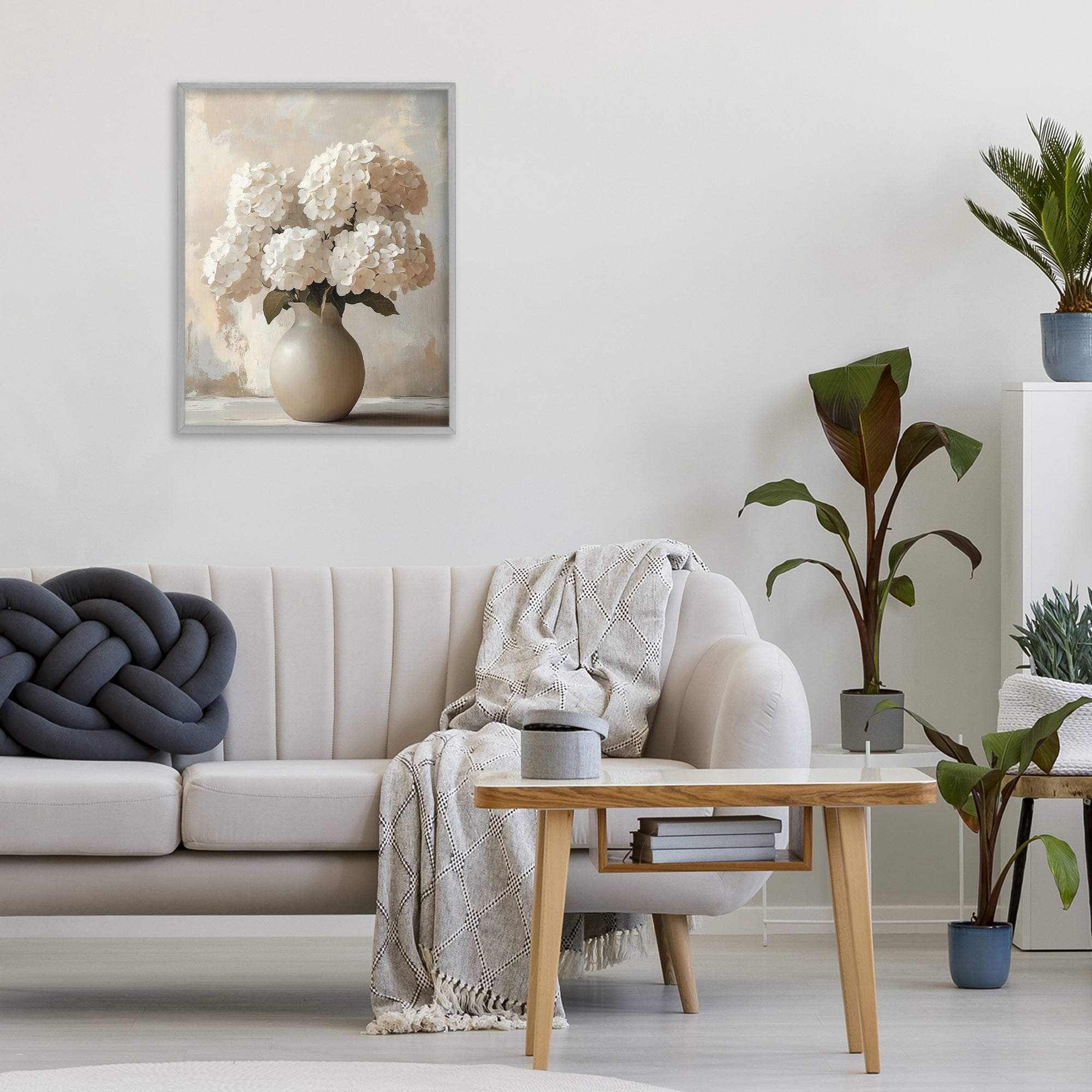 Stupell Industries Vase of Hydrangeas in Bloom Gray Framed Giclee Art, design by LSR Design Studio