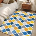 thumbnail image 4 of Yellow Blue Area Rugs 4x6 ft Moroccan Trellis Retro Abstract Geometric Washable Rug Non Slip Indoor Carpet Absorbent Floor Mat for Living Room Bedroom Dining Room, 4 of 9