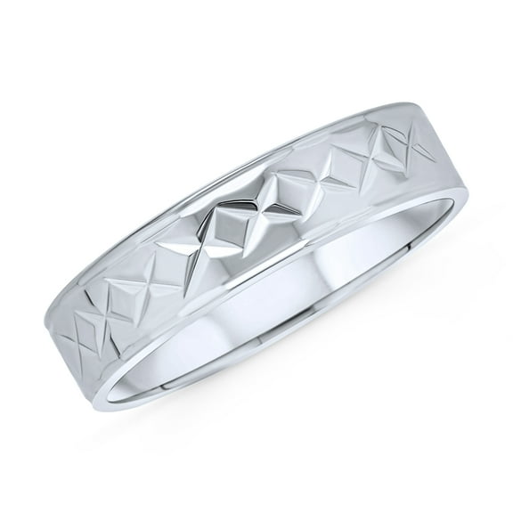 Bling Jewelry Mens Unisex Stash Striped X Pattern Mens Silver Ring .925 Sterling Wedding Band 5MM