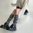 thumbnail image 4 of LShunze 1 Pair Winter Leg Warmers Warm Japanese Style JK Leg Sleeves Strips Stretchy Fit Knitting Calf Socks Party Sports Yoga Dance, 4 of 8