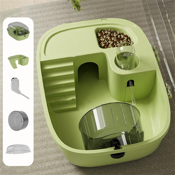 Sulaicai Hamster Cage, Openable Top Small Animal Activity House, Clear Pet Mice House for Hedgehog Gerbils Small Animals, For Indoor Home Outdoor Travel Apartment (Green)