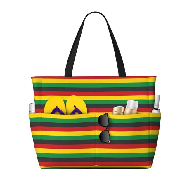 Fotbe Music Colors 1 Bolsa de Viaje para Playa - Resistente al Agua, Bolsa Tote de Gran Capacidad y Ligera con 7 Bolsillos para Mujeres y Hombres