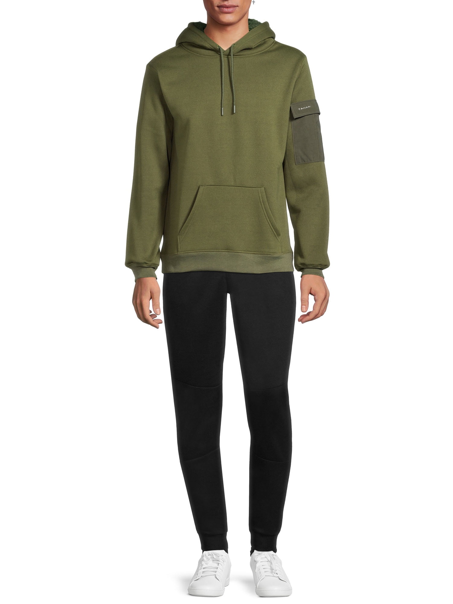 Tahari Men's Fleece Pullover Hoodie with Cargo Pocket on Sleeve, Sizes S-3X