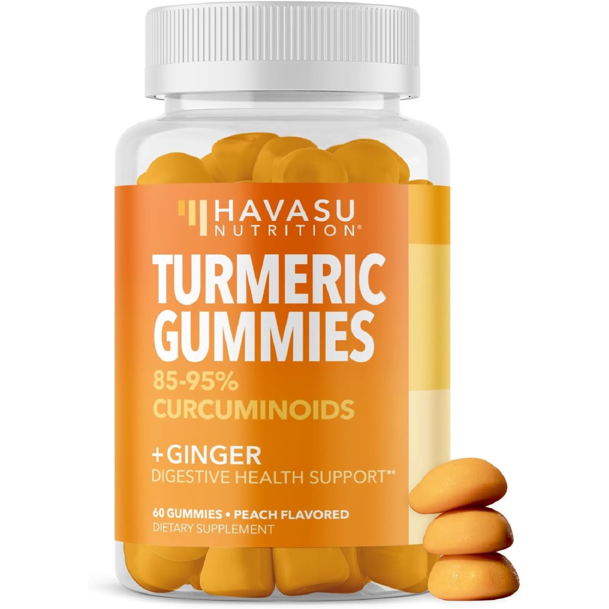 Havasu Nutrition Turmeric Gummies with Ginger Root for Digestive Health and Immune Support, 60 Count