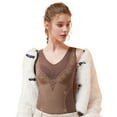 thumbnail image 6 of Amvlyk Fleece Tank Tops for Women Sleeveless Lace Thermal Vest Warm Base V Neck Seamless Fleece Underwear Tops Bottoming Vest for Cold-Proof Weather, 6 of 6