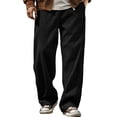 thumbnail image 2 of SAWOBUUN Men's Wide Leg Corduroy Pants Elastic Waist Loose Fit Trousers Soft Straight Leg Casual Slacks for Fall Winter, 2 of 7