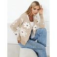 thumbnail image 5 of Women'S Floral Print Button Down Cardigan V Neck Drop Shoulder Knit Outerwear  M, 5 of 7