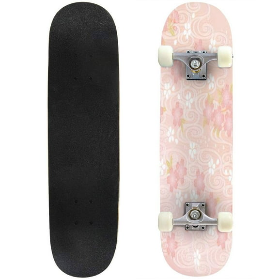 Skateboards cherry blossom Maple Double Kick Standard Skateboard Pro Complete Outdoor for Beginners Adult Gift 31"x8"