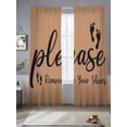 thumbnail image 3 of Sheer Curtains 84 Inches Long 2 Panels, Please Remove Your Shoes Text Rod Pocket Curtain Voile Draperies, Black Footprint on Brown Light Filtering Window Treatment for Living Room Kitchen Bedroom, 3 of 8