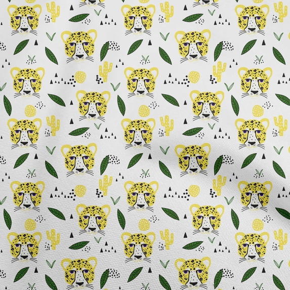 oneOone Cotton Flex Yellow Fabric Kids Animal Craft Projects Decor Fabric Printed By The Yard 40 Inch Wide