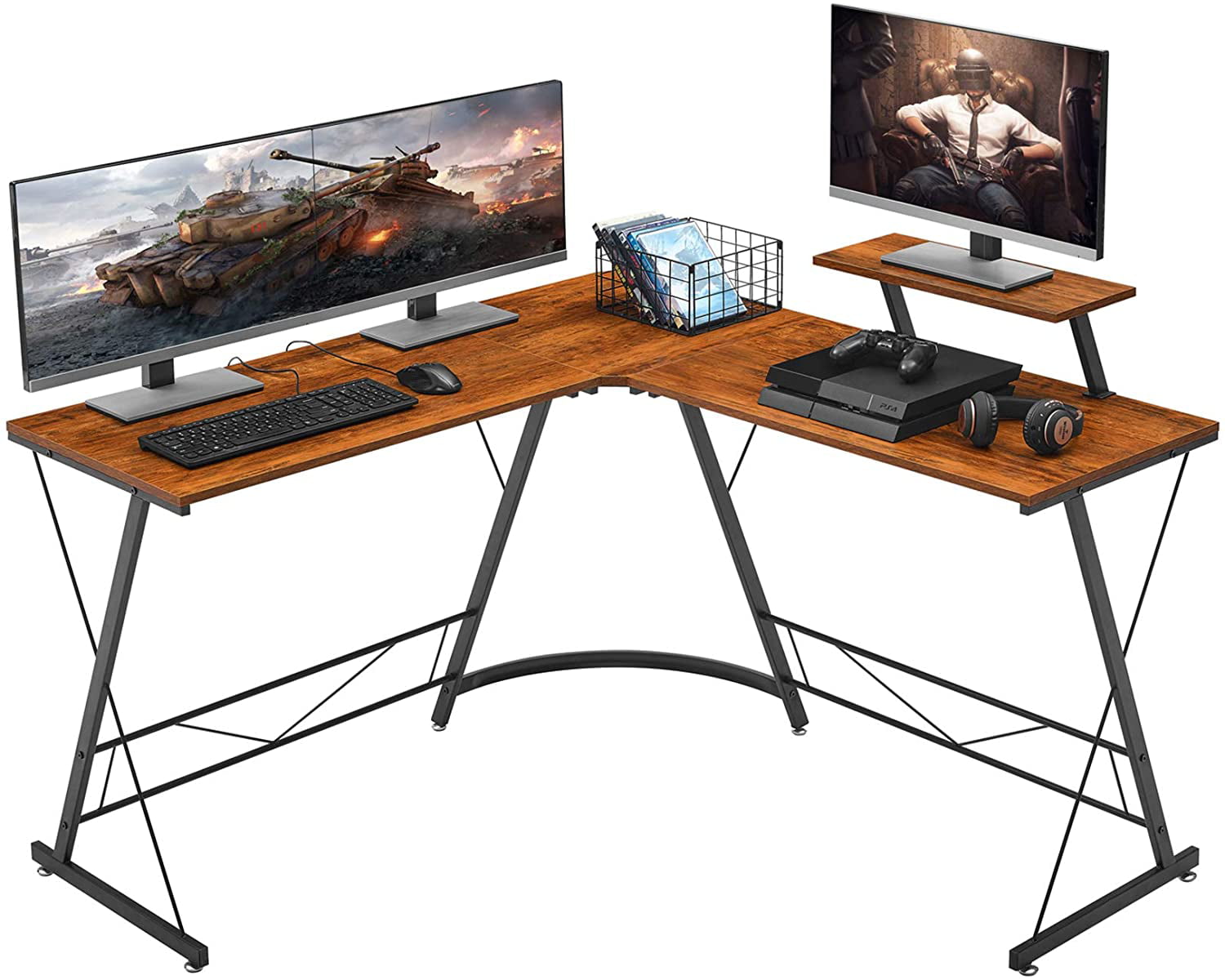 Home Gaming Desk Office Writing Workstation with Large Monitor Stand Mr IRONSTONE L-Shaped Desk 50.8 Computer Corner Desk Easy to Assemble（Laminate Marble） Space-Saving 