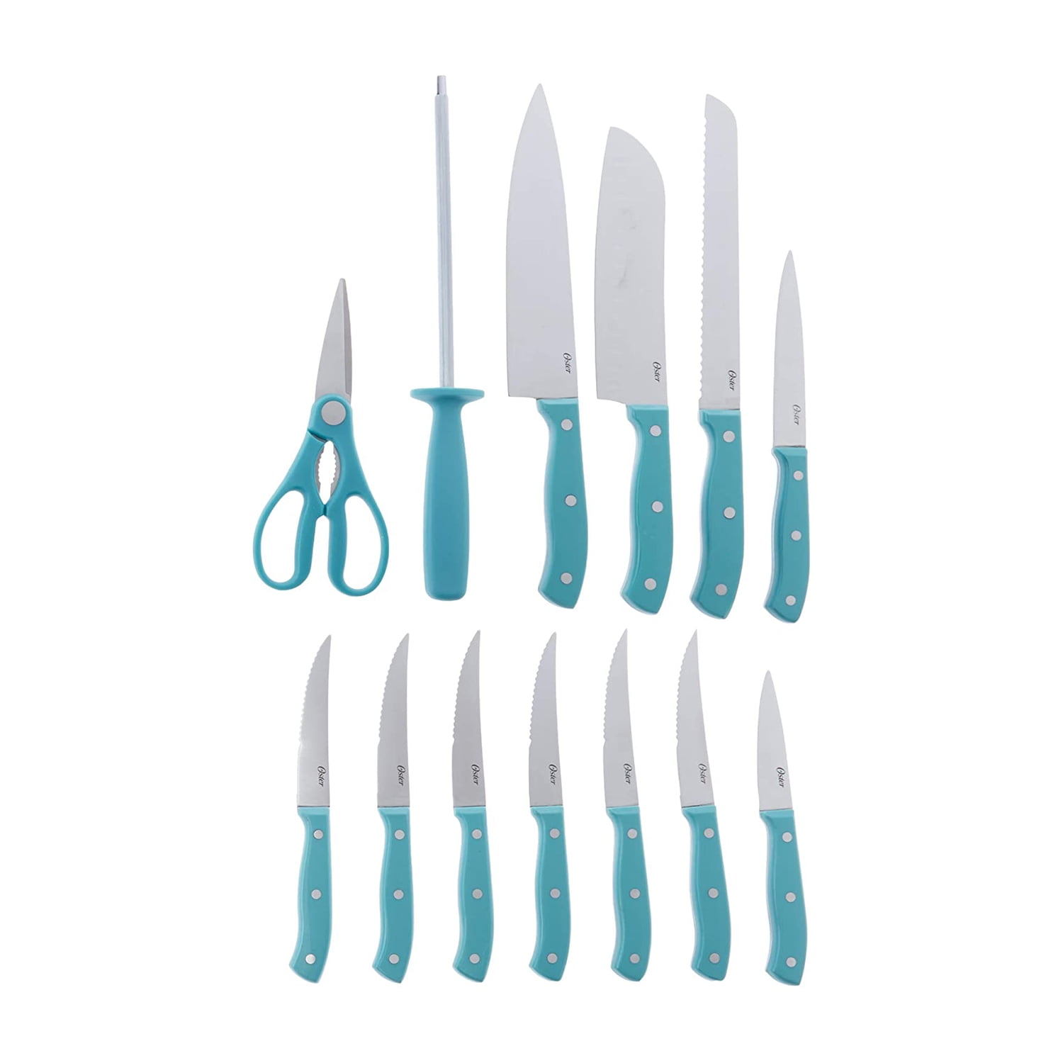 Oster Lindbergh Stainless-Steel 14-Piece Cutlery Set, Teal