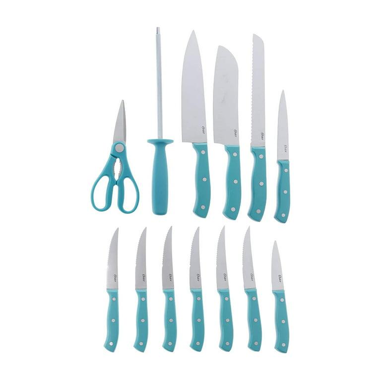 Oster Evansville 14 Piece Red Handle Cutlery Set - Stainless Steel Blades,  Ergonomic Handles, Full Tang - Knife Set with Block in the Cutlery  department at
