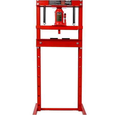 JERFIT 20 Ton Hydraulic Shop Press with Hand Pump Heavy-Duty Steel Frame for Bending Straightening Bushing & Bearing Repair Red