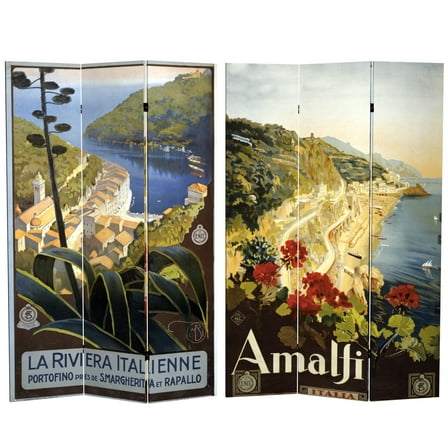 Oriental Furniture 6 ft. Tall Amalfi/Riviera Canvas Room Divider - 3 Panel