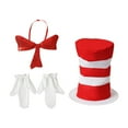 thumbnail image 2 of Yingyy Ensemble de Costume Chapeau Haut de Forme pour Enfants Matériau Fantaisie): Cette Robe d'Halloween Jeu de Rôle Chapeau Chat Rouge Blanc Paillettes Nœud Papillon, 2 of 6