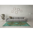 thumbnail image 3 of Ahgly Company Machine Washable Indoor Rectangle Persian Turquoise Blue Traditional Area Rugs, 5' x 7', 3 of 4
