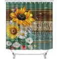 thumbnail image 1 of Sonernt Sonernt Farmhouse Shower Curtain 60x72inch, Country Teal Wooden Board Watercolor Butterfly Yellow Sunflower White, 1 of 6