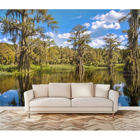 Wallpaper Peel and Stick Wall Mural 100" x 144" Wakulla Springs State Park Florida Modern Self Adhesive Wallpaper Large Accent Wall Decor for Bedroom Living Room