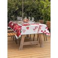 thumbnail image 2 of Outdoor Tablecloth with Umbrella Hole and Zipper, Valentine's Day Rectangle Table Cloth 60x120 Inch Waterproof Tablecloth, Red Gnomes Love Roses Romantic White Picnic Table Cover for Patio Camping, 2 of 7