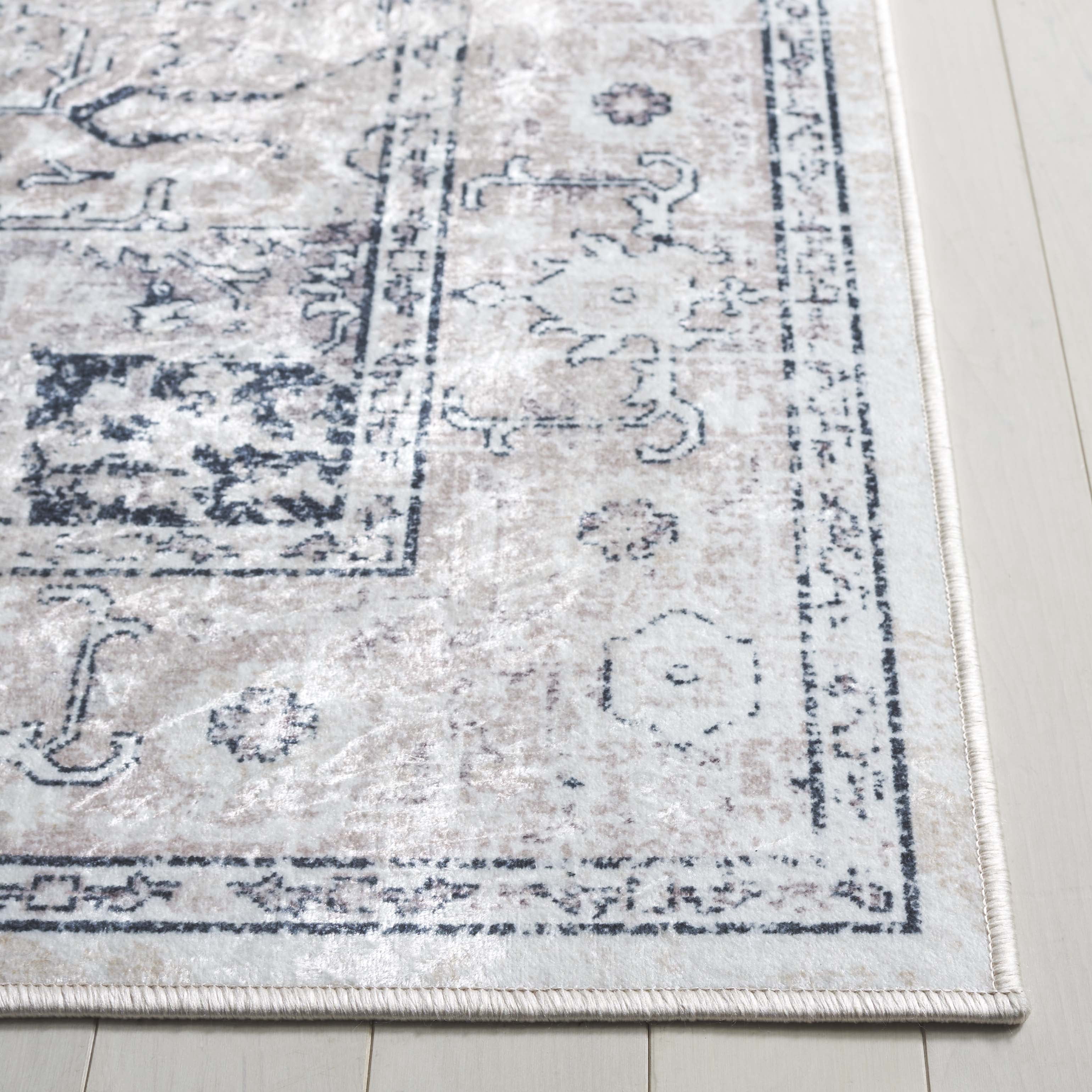 SAFAVIEH Orlando Tokora Medallion Machine Washable Area Rug, Beige/Grey, 8' x 10'