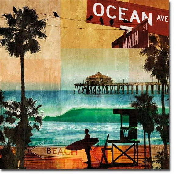 Artistic Home Gallery 303057347TG Ocean Avenue by Charlie Carter Premium Gallery-Wrapped Canvas Giclee Art - Ready to Hang, 30 x 30 in.