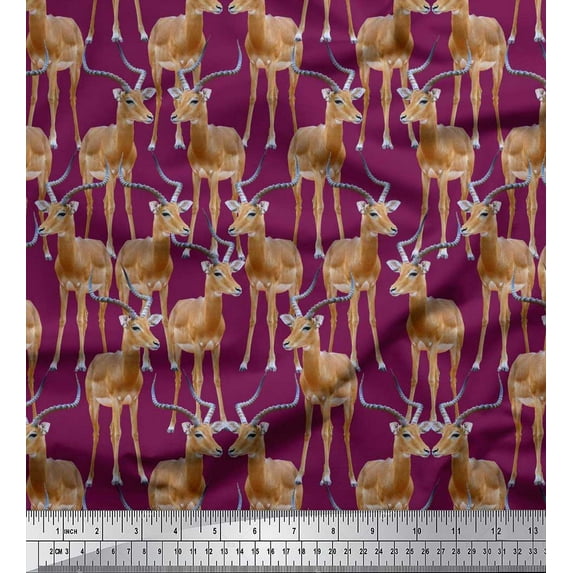 Soimoi Cotton Cambric Fabric Reindeer Animal Decor Fabric Printed Yard 42 Inch Wide