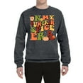thumbnail image 2 of Wild Bobby In My Pumpkin Spice Era Groovy Letters Smiley Faces Thunderbolts Leaves Halloween Unisex Crewneck Sweatshirt, Charcoal, XX-Large, 2 of 6