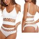 thumbnail image 3 of Gibobby Conjunto de lencería de encaje Ropa interior ahuecada, traje de mujer, pecho pequeño, , sin anillo de , sujetador, camisola deportiva de talla grande(Blanco, XL), 3 of 5