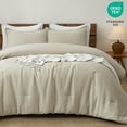 thumbnail image 4 of PHF 3-Piece Waffle Weave Comforter Set Queen Size, Lightweight Comfy Bedding Set for All Season, Ultra Soft Textured 1 Comforter with 2 Pillow Shams, Linen, 4 of 7