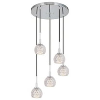 Woodbridge Lighting Elise 5-Light Glass Cluster Pendant in Chrome/Mercury