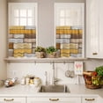 thumbnail image 3 of 3 Piece Kitchen Curtains and Valances Set Brown Yellow Vintage Cafe Curtains 24 Inch Length Retro Farmhouse Elegant Pastoral Valance & Tier Curtain for Living Room Bedroom Window 54"x18"+27"x24"*2, 3 of 6