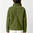 thumbnail image 6 of CQONEPT Women's Lightweight Half Zip Warm Sherpa Fleece Sweatshirt Fall Winter Cozy Pullover Tops with Zipper Pockets Army Green M, 6 of 7