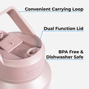 HydroJug Sport Jug 64 oz - Insulated Stainless Steel Half Gallon Water Bottle with Straw & Carry Handle - Pink Sand