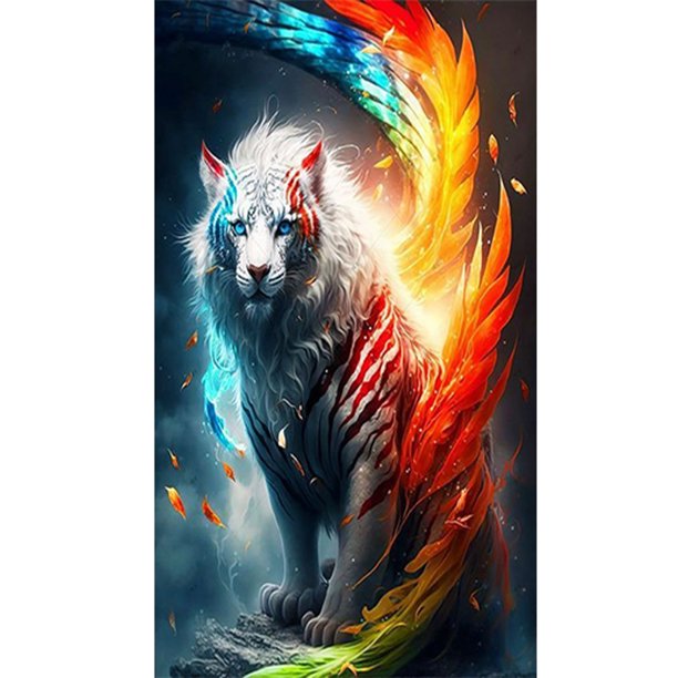 Pintura de diamante 5D DIY Kit de tigre de taladro redondo completo Arte Decoración del hogar (NH3246) Hugtrwg Para estrenar