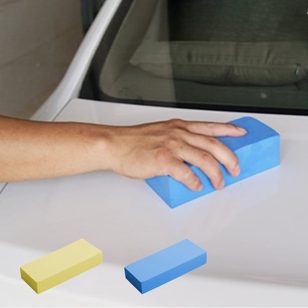 Esponja PVA para lavado de coches - Esponja de limpieza suave de 6,6" x 2,7" x 1,1" para auto, azul y amarillo