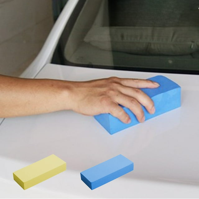Esponja PVA para lavado de coches - Esponja de limpieza suave de 6,6" x 2,7" x 1,1" para auto, azul y amarillo