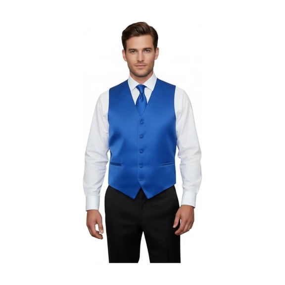 Mens Q. BRAND Formal Vest ONLY after Six Assorted Satin Royal blue