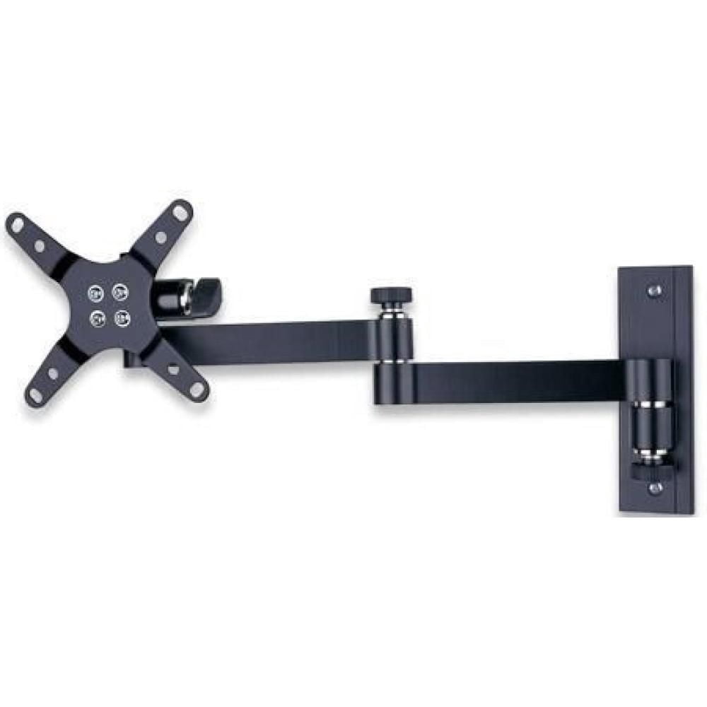 Techly Support mural inclinable/pivotant pour téléviseur LCD/LED de 13" à 30" 3 articulations Inclinaison +/-12° 180° horizontalement VESA jusqu'à 100x100 mm, Noir