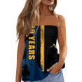 thumbnail image 2 of Womens Tube Tops Strapless Bandeau Tops Backless Sexy Tank Tops Smocked Ruffled Backless Tanks American Flag Shirt Cute Summer Style Vermilion L, 2 of 5