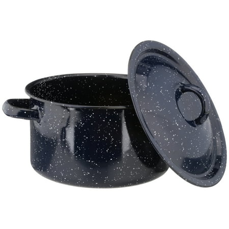 IMUSA USA 4 Quart Enamel Blue Stock Pot with Matching Lid