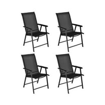 YYAo Outdoor Dining Chairs, Patio Kitchen Dining Room Chairs,4-Pack Patio Folding Chairs Portable for Outdoor Camping-Black