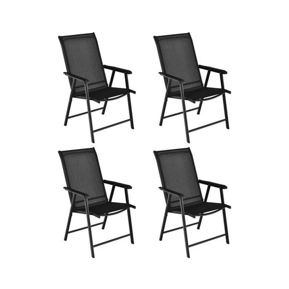 YYAo Outdoor Dining Chairs, Patio Kitchen Dining Room Chairs,4-Pack Patio Folding Chairs Portable for Outdoor Camping-Black