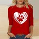 thumbnail image 4 of Tops de Cuello Redondo para las Mujeres Moda Impresa 3/4 Mangas Blusa Casual Top, Estante de Imitación, 4 of 5