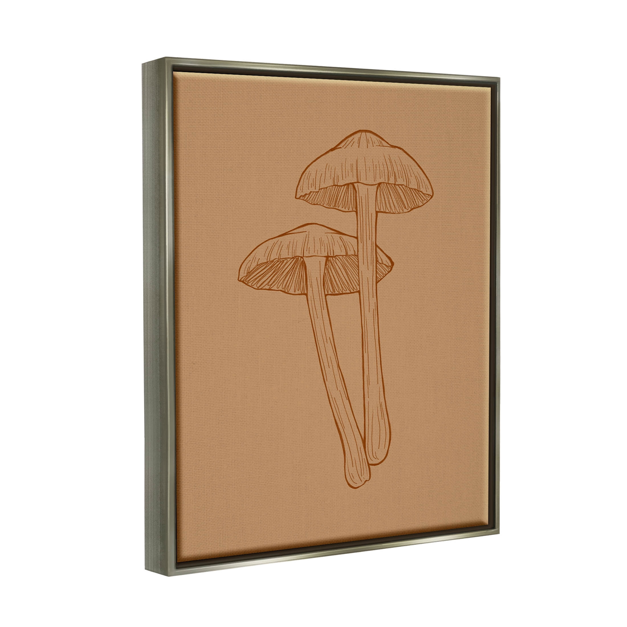 Stupell Industries Cottage Mushroom Wildlife Nature Graphic Art Luster Gray Floating Framed Canvas Print Wall Art, Design by Ziwei Li