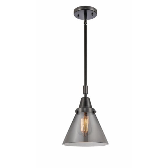 447-1S-BK-G43 Innovations Lighting Cone - 1 Light Stem Hung Mini Pendant In Industrial Style-11.13 Inches Tall and 8 Inches Wide-Matte Black
