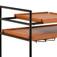 thumbnail image 4 of Bar Carts with Wine Rack,3 Tiers Wood Rolling Serving Cart on Wheels, Mobile Kitchen Serving Cart with Adjustable Wooden Tops, Honey, 4 of 5