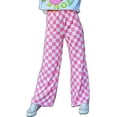 thumbnail image 5 of JWD Women's Checkered Wide Leg Pants Casual Elastic Waist Comfy Loose Fit Trousers with Pockets Pink White Plaid 2XL, 5 of 6