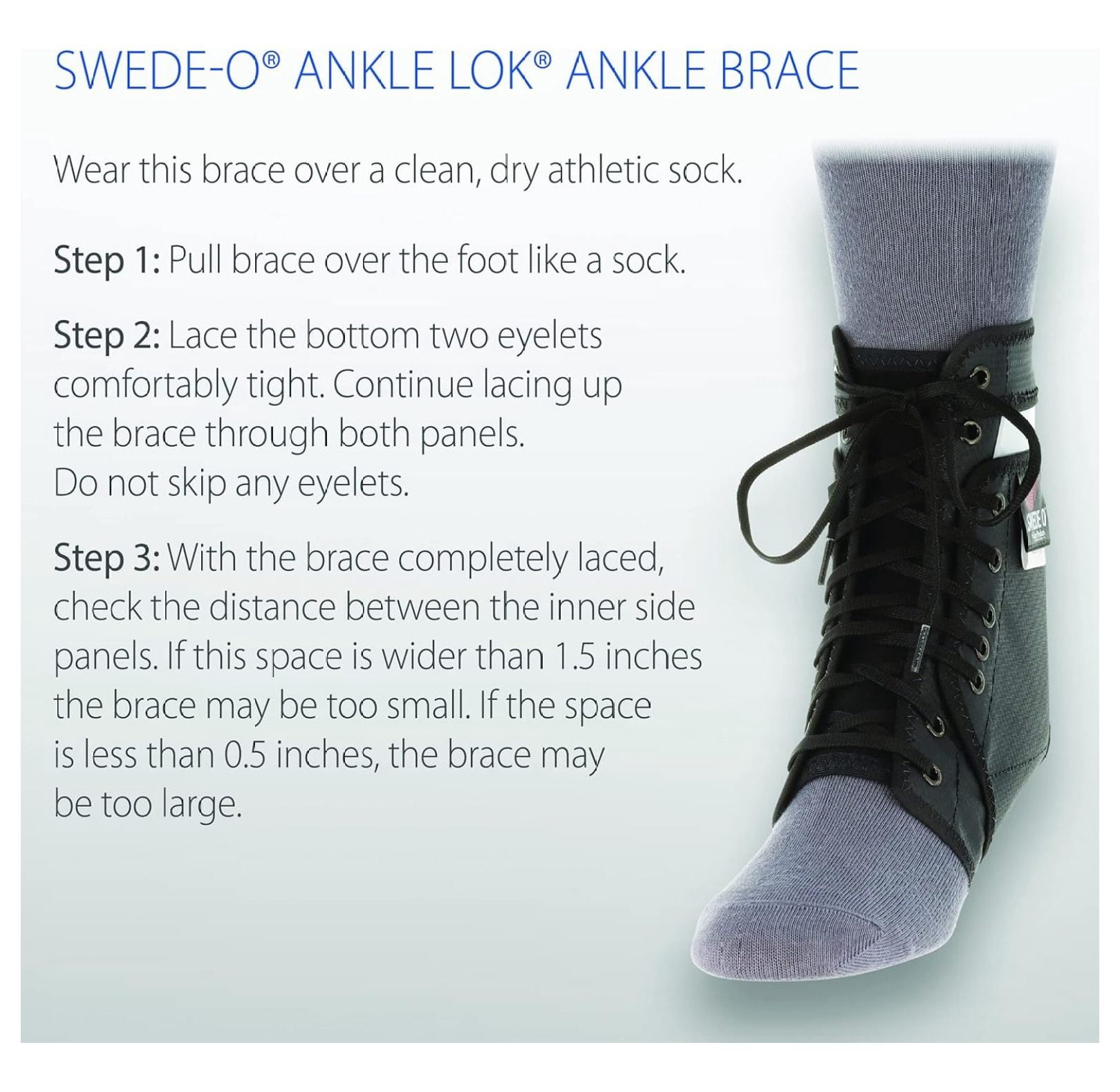 Lace-Up Ankle Brace with Lateral Support, Adjustable Stabilizer, Black, Medium