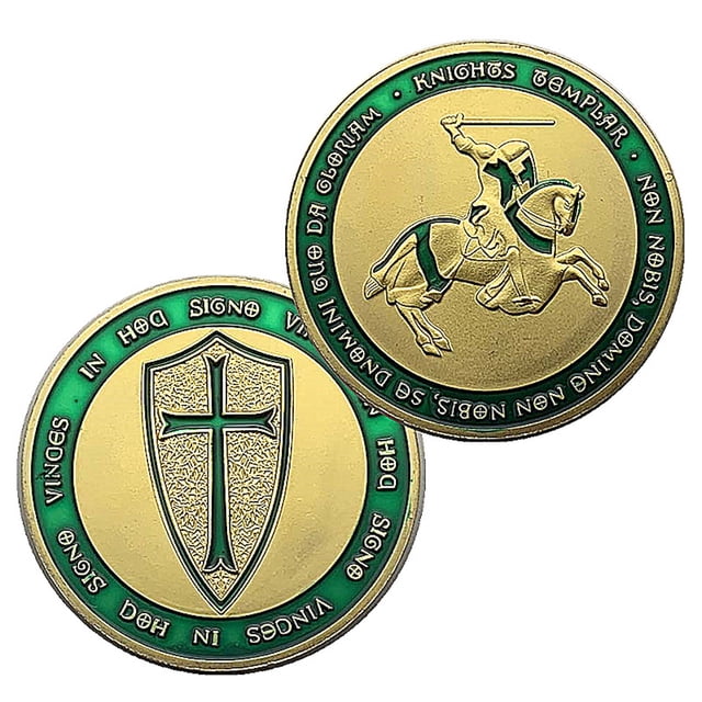 Coin Armor Warrior Holy Shield, caballero dorado, 4 cm, hierro